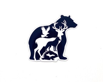 Bear Deer Wolf Eagle Porcupine Sticker/Magnet, UP Animal Fridge Magnets