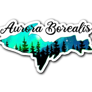 Aurora Borealis Sticker, Upper Michigan Northern Lights Gift