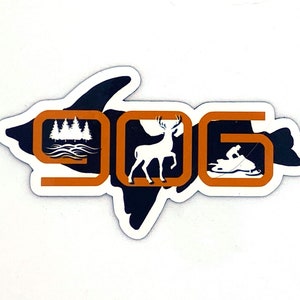 906 Sticker, Upper Michigan Decal, 906 Gifts, Hunting Snowmobiling Stickers