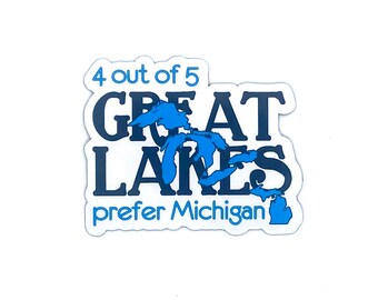 Great Lakes Michigan Fridge Magnet, Lake Lover Gift for Kitchen, 4 out of 5 Prefer Michigan