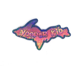 Yooper Kid Sticker, Upper Michigan Gift for Child, Glittery