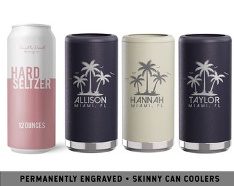 Palm Tree Skinny Can Cooler | Vacation Hard Seltzer Holder | Beach Bachelorette | Beach Bachelorette Favor | Family Vacation | Tropical Cup