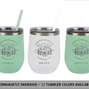 MOUNTAIN TRAILBLAZER TUMBLER | Glamping Bachelorette Trip | Personalized Hiking Tumblers | Hiking Bachelorette | Camping Wine Tumblers