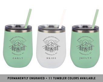 MOUNTAIN TRAILBLAZER TUMBLER | Glamping Bachelorette Trip | Personalized Hiking Tumblers | Hiking Bachelorette | Camping Wine Tumblers