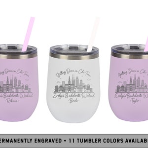 CHICAGO WINE TUMBLER | Chicago Bachelorette Party | Chicago Wedding Party Favors | Chicago Skyline | Chicago Bean Wine Tumbler