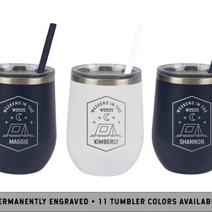 GLAMPING WINE TUMBLER | Camping Bachelorette Trip | Personalized Glamping Gifts | Weekend in the Woods | Starry Campsite Wine Tumblers