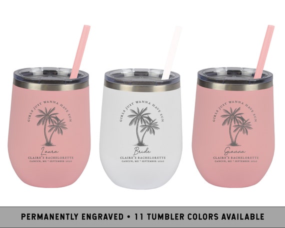 PALM WINE TUMBLER | Beach Vacation Wine Tumbler | Tropical Bachelorette Wine Tumbler | Beach Party Wine Cup | Palm Tree Bachelorette Favors
