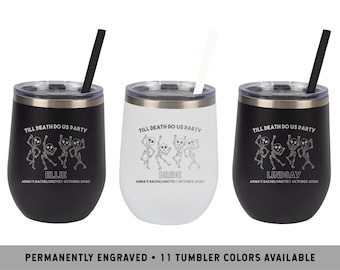 SKELETON WINE TUMBLERS | Halloween Wine Tumblers | Cute Skeleton Wine Tumbler | Spooky October Bachelorette | Ghost Tour Wine Tumblers