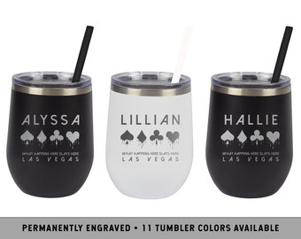 VEGAS WINE TUMBLER | Las Vegas Bachelorette | Casino Bachelorette | High Roller Bachelorette Favors | Vegas Bachelorette Wine Tumblers