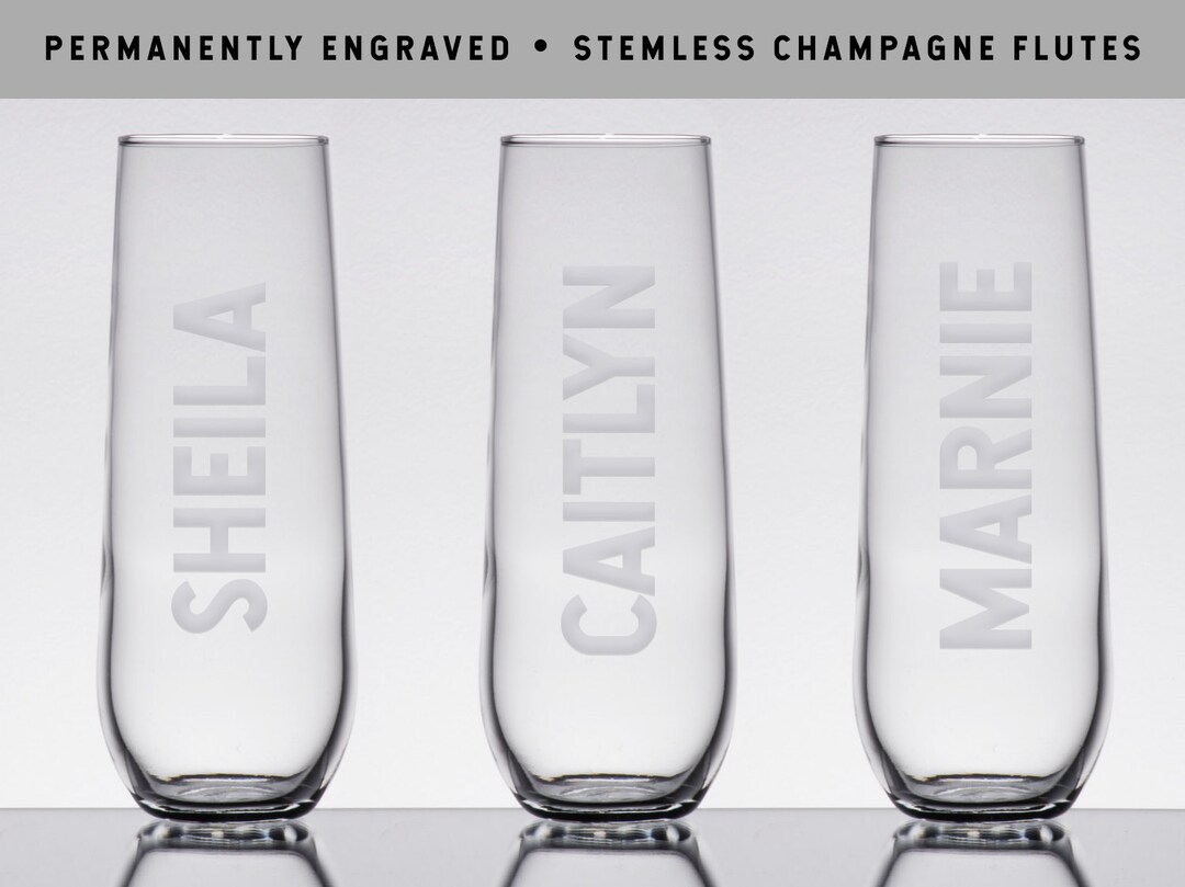 ENGRAVED CHAMPAGNE GLASSES Custom Bridesmaid Champagne - Etsy