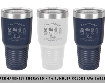 SUCCULENT COFFEE TUMBLERS | Succulent Bachelorette Tumblers | Outdoor Coffee Tumbler | Camping Bachelorette Mugs | Camping Coffee Tumbler