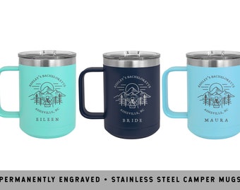 MOUNTAIN TRAILBLAZER MUGS | Glamping Bachelorette Party | Bridal Party Gifts | Bridesmaid Proposals | Hiking Camp Mugs | Rustic Bachelorette