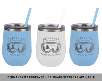 SNOWBOARDING WINE TUMBLER | Apres Ski Bachelorette | Skiing Wine Tumbler | Snowboard Bachelorette Wine | Winter Bachelorette Wine Tumblers