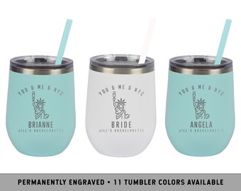 NEW YORK TUMBLER | New York City Bachelorette Party | Manhattan Bachelorette Party | Lady Liberty Wine Tumblers | New York Wine Tumblers