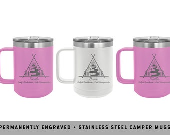 GLAMPING BACHELORETTE MUG | Scout Bachelorette Theme | Camping Bachelorette | Rustic Outdoor Camping Cups | Mountain Vacation Mugs
