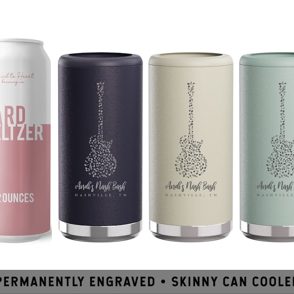 Nashville Bachelorette Skinny Can Cooler | Nash Bash Party Cup | Nashville Music Tumbler | Nashville, TN Bachelorette | Music City Guitar