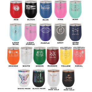 a group of wine glasses with names on them