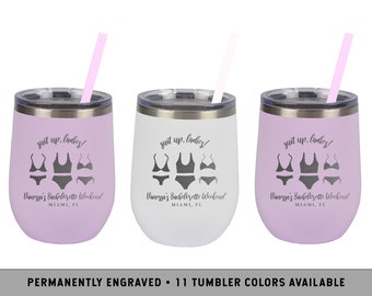 BIKINI WINE TUMBLER | Beach Wine Tumblers | Tropical Bachelorette Favors | Miami Bachelorette Tumblers |