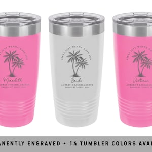 PALM VACATION TUMBLER | Beach Bachelorette Tumbler | Tropical Vacation Tumbler | Palm Tree Coffee Tumbler | Beach Holiday Mugs | Palm Theme
