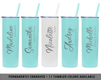 BRIDAL PARTY TUMBLERS | Personalized Bridal Party Gifts | Bridesmaid Proposals | Wedding Day Favors | Custom Bride Bridesmaid Tumblers