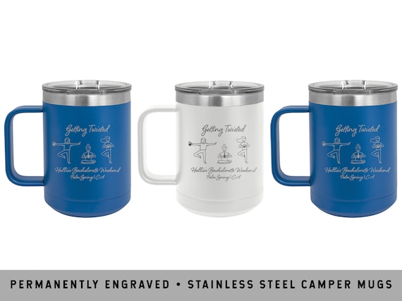 GETTING TWISTED YOGA Bachelorette Mugs | Yoga Camping Mugs | Yoga Retreat Mug | Yogi Bachelorette Party | Wine Yoga Party | Namaste Mugs