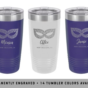 NEW ORLEANS TUMBLER | Nola Vacation Tumbler | New Orleans Mask | Mardi Gras Tumbler | Mardi Gras Bachelorette | New Orleans Coffee Tumbler