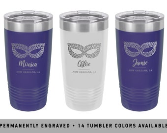 NEW ORLEANS TUMBLER | Nola Vacation Tumbler | New Orleans Mask | Mardi Gras Tumbler | Mardi Gras Bachelorette | New Orleans Coffee Tumbler
