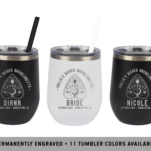 WICKED BACHELORETTE WINE Tumbler | Witch Wine Tumblers | Game Board Wine Tumbler | Spooky October Bachelorette | Ghost Tour Wine Tumblers