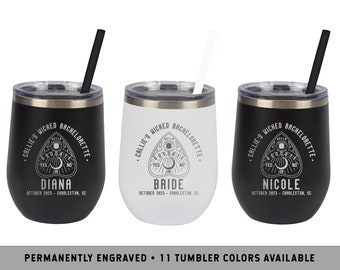 WICKED BACHELORETTE WINE Tumbler | Witch Wine Tumblers | Game Board Wine Tumbler | Spooky October Bachelorette | Ghost Tour Wine Tumblers