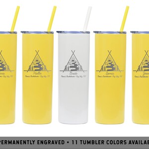 CAMPING BACHELORETTE TUMBLER | Camp Bachelorette Party | Glamping Skinny Tumbler | Outdoors Bachelorette | Girls Camping Trip Cups