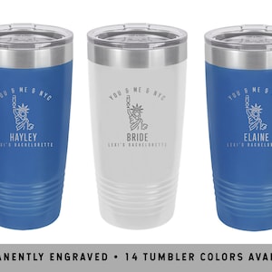 NEW YORK TUMBLERS | New York City Bachelorette Tumblers | Nyc Vacation Tumblers | Nyc Bachelorette Favors | Statue of Liberty Coffee Tumbler