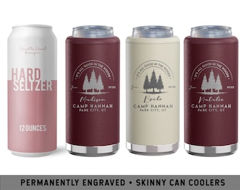 All Good in the Woods Skinny Can Cooler | Hiking Bachelorette Party | Camping Rustic Bachelorette | Camping Glamping Fun Bachelorette Favors