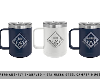 STARRY TENT MUGS | Glamping Bachelorette Party | Camping Outdoor Bachelorette | Rustic Mountain Bachelorette | Camping Trip Vacation Mugs