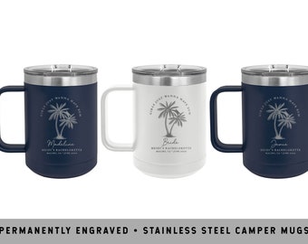PALM TREE MUGS | Tropical Vacation Mug | Beach Bachelorette Mug | Miami Bachelorette Favor | California Bachelorette Favor | Palm Beach Mug