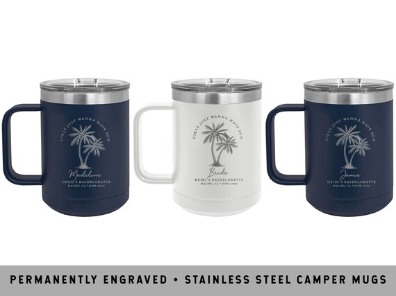 PALM TREE MUGS | Tropical Vacation Mug | Beach Bachelorette Mug | Miami Bachelorette Favor | California Bachelorette Favor | Palm Beach Mug