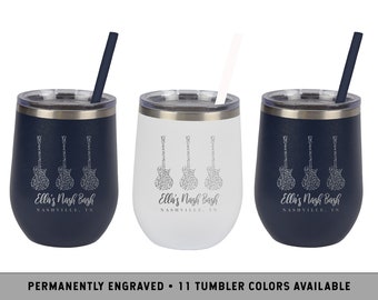 NASHVILLE WINE TUMBLER | Nashville Bachelorette Party | Music Note Wine Tumblers | Guitar Wine Tumblers | Nashville Bachelorette Wine Cups