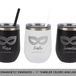 NEW ORLEANS TUMBLER | Nola Bachelorette Party | Mardi Gras Bachelorette | French Quarter Wine Tumblers | Masquerade Party Cups