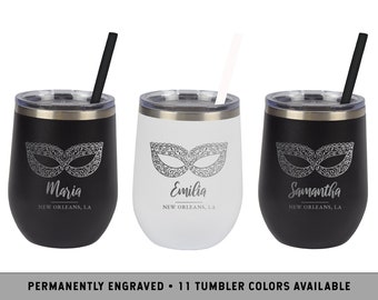 NEW ORLEANS TUMBLER | Nola Bachelorette Party | Mardi Gras Bachelorette | French Quarter Wine Tumblers | Masquerade Party Cups