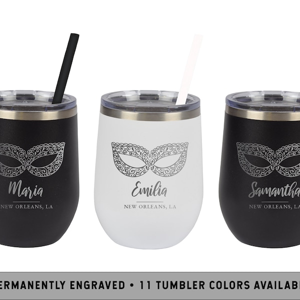 NEW ORLEANS TUMBLER | Nola Bachelorette Party | Mardi Gras Bachelorette | French Quarter Wine Tumblers | Masquerade Party Cups