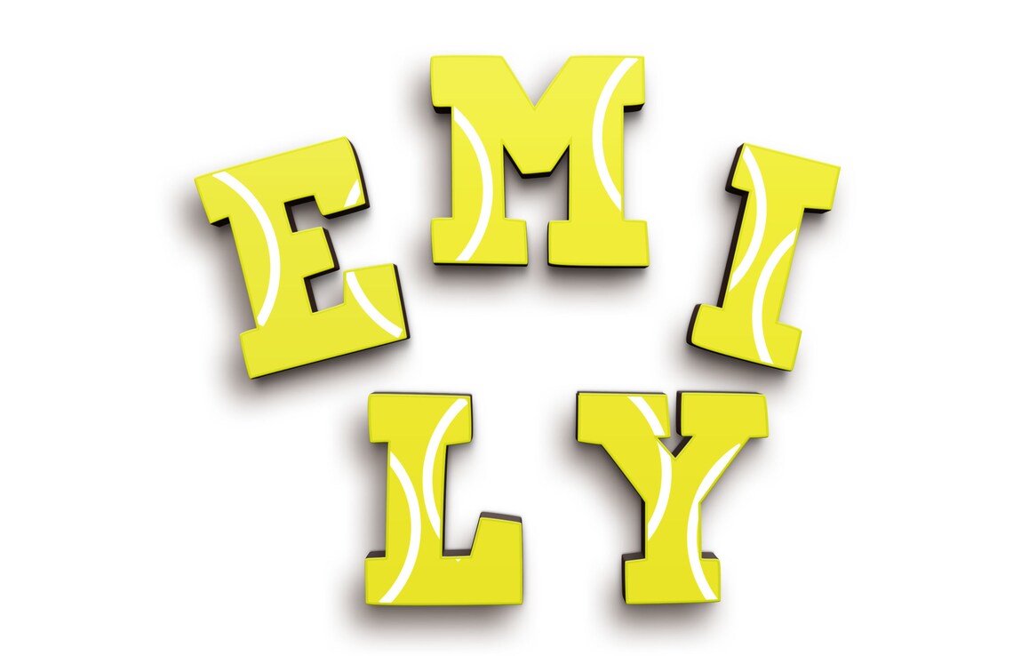 Tennis Font Sports Wooden Letters Yellow Tennis Ball Etsy