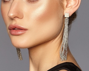 Crystal Earrings Silver Earrings Monili earrings Beaded jewelry Silver color beads Sterling silver Fashion earrings Cucinelli style jewelry