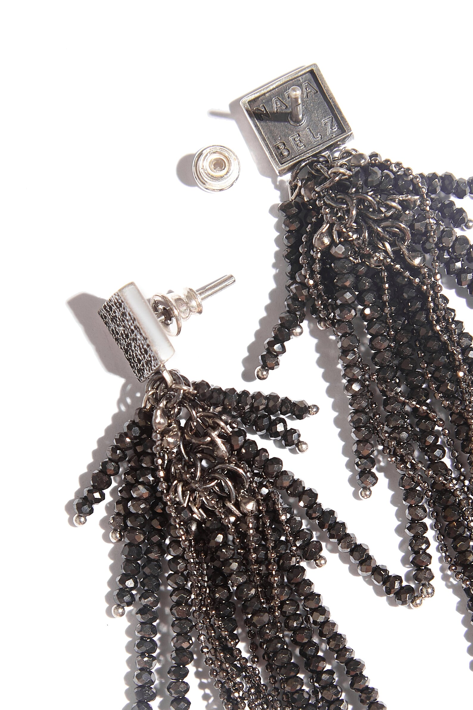 Crystal Earrings Sterling Silver Graphite Bunches Dark Monili Beaded