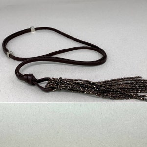 Leather necklace with Brown crystals. image 5