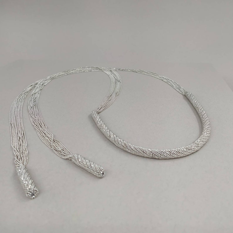 Silver necklace chain. Monili Beaded necklace for her. image 8