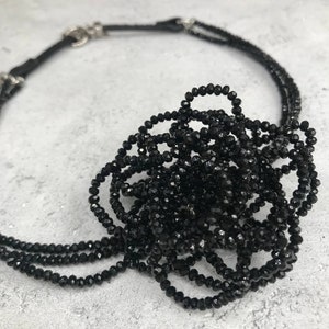 Black Flower Necklace Choker Crystal Choker Gift For Her image 3