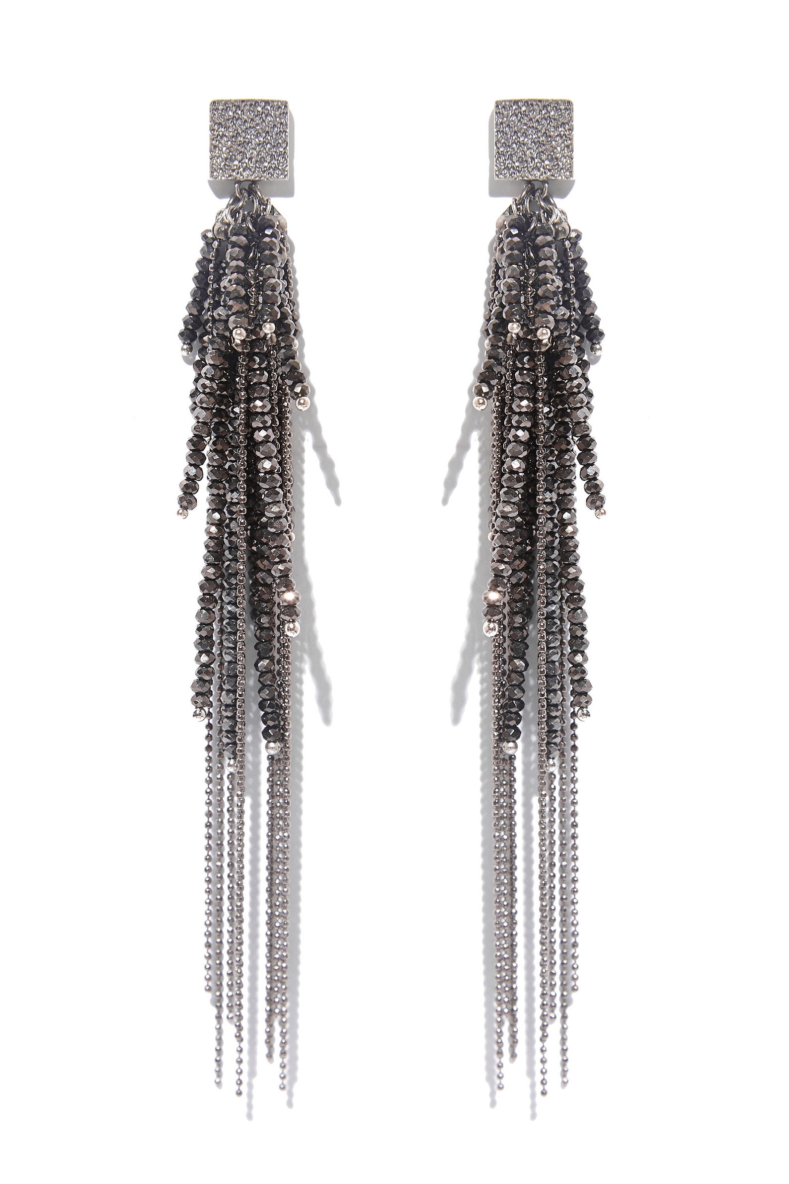 Crystal Earrings Sterling Silver Graphite Bunches Dark Monili Beaded