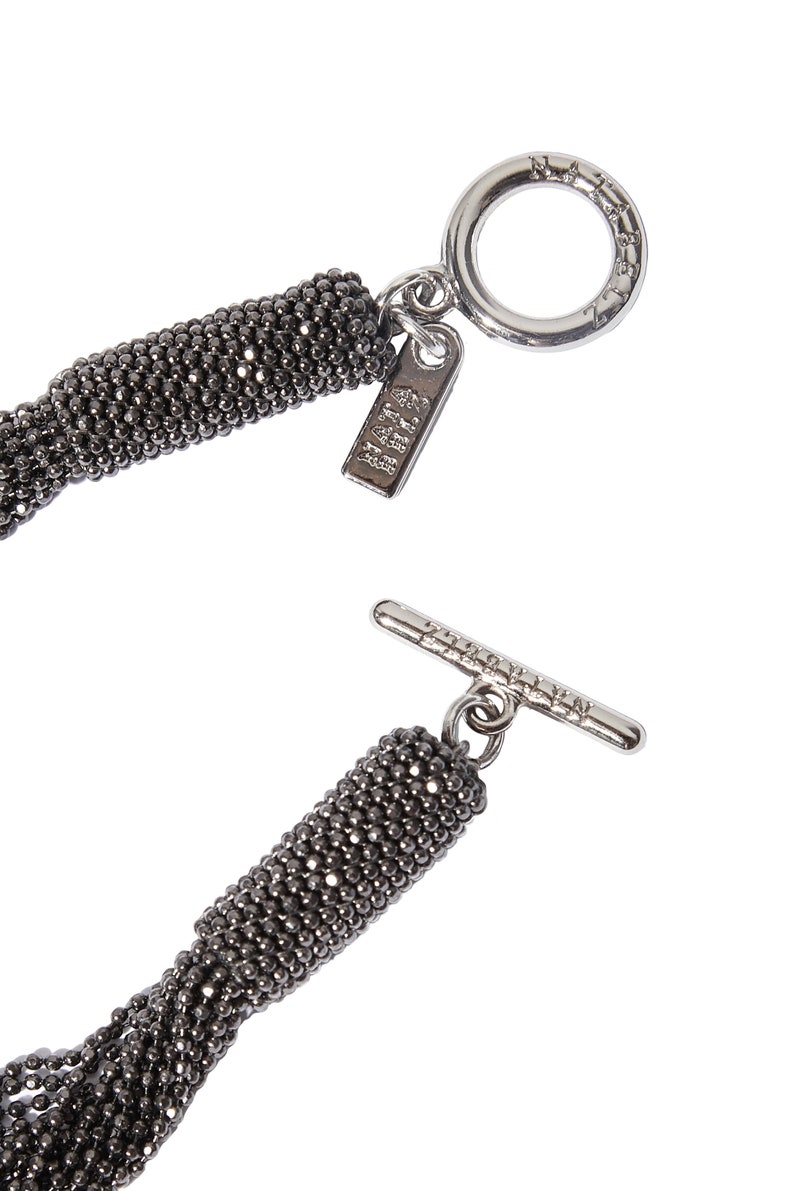 Bijou Dark silver Necklace Monili pendant Wedding accessories Beaded chain pearls Evening dress jewel chainlet Cocktail dress finery