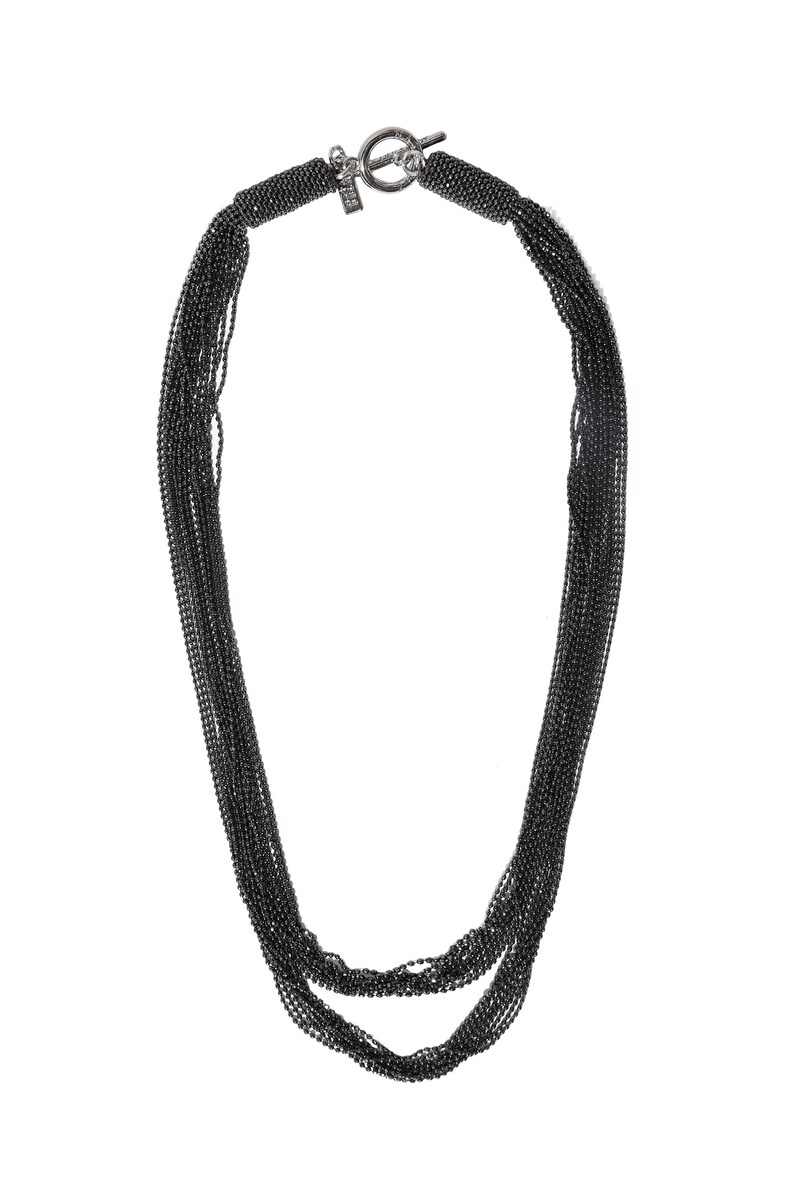 Bijou Dark silver Necklace Monili pendant Wedding accessories Beaded chain pearls Evening dress jewel chainlet Cocktail dress finery