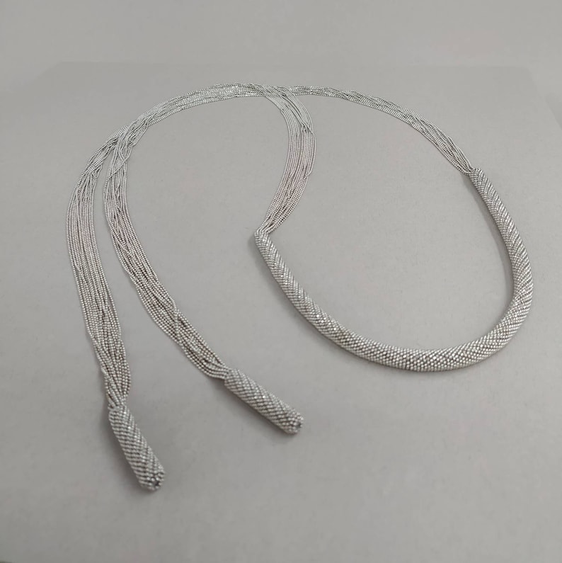 Silver necklace chain. Monili Beaded necklace for her. image 2