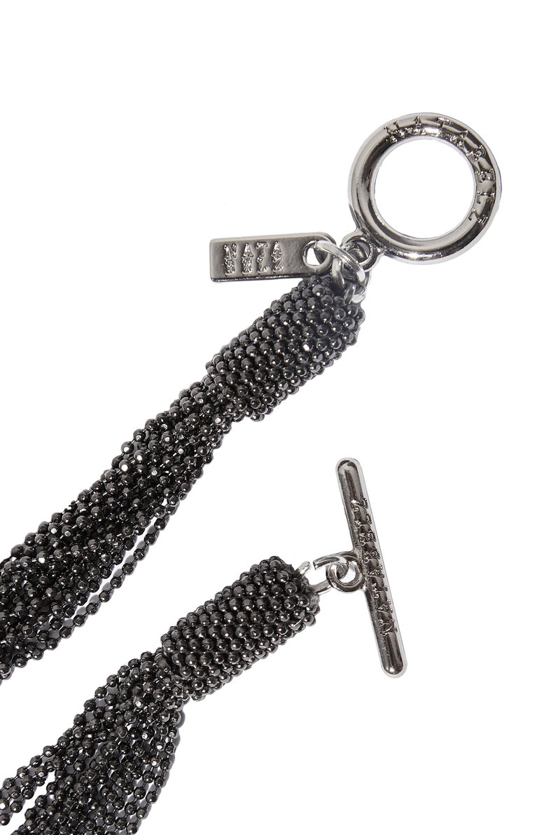 Bijou Dark silver Necklace Monili pendant Wedding accessories Beaded chain pearls Evening dress jewel chainlet Cocktail dress finery